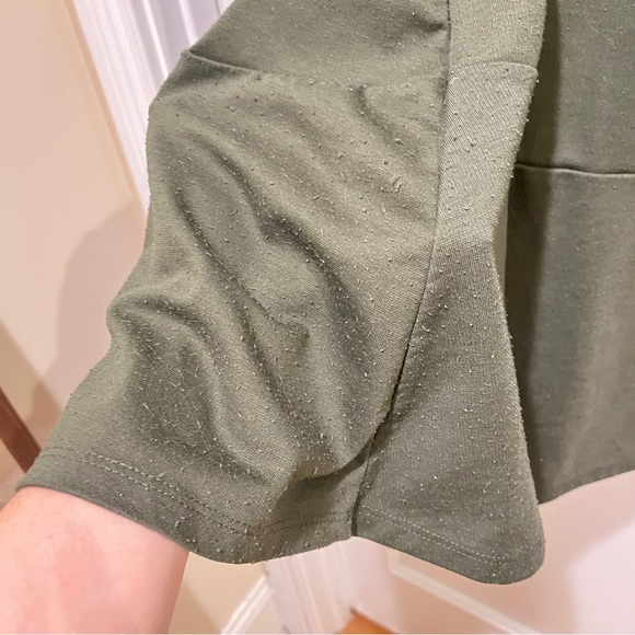 ⭐️ Zara Trafaluc Olive Green Bell Sleeve Mini Dress M - Picture 6 of 8